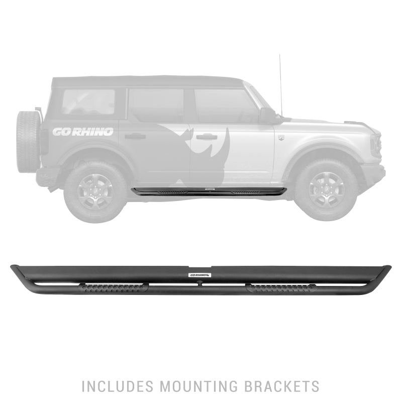 Go Rhino 2021+ Ford Bronco (Not Sport) Dominator Extreme DS SideSteps Complete Kit w/SideStep + Brkt