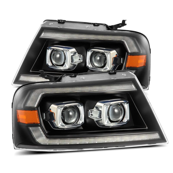 AlphaRex 04-08 Ford F-150 (No 2004 Heritage) LUXX-Series LED Proj HL Alpha-Blk w/Actv Lgt / Seq. Sig