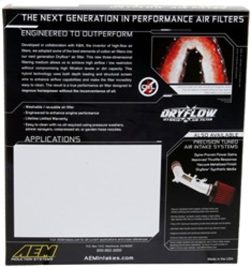 AEM 07-10 Impreza / 08-10 Forester 8.75in O/S L x 8.563in O/S W x 2.438in H DryFlow Air Filter - Eastern Shore Retros