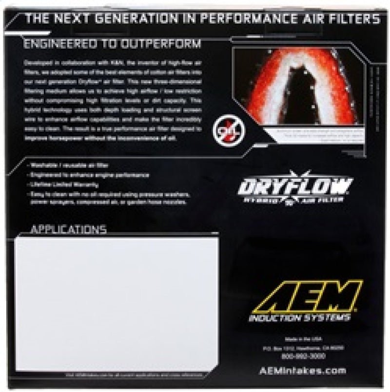 AEM 10 Dodge Ram 2500/3500 6.7L L6 DSL 11in L x 9.75in W x 6.5in H Replacement DryFlow Air Filter - Eastern Shore Retros