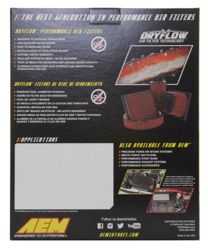 AEM 2019 Chevrolet Silverado 1500 V8-5.3L F/I DryFlow Air Filter - Eastern Shore Retros