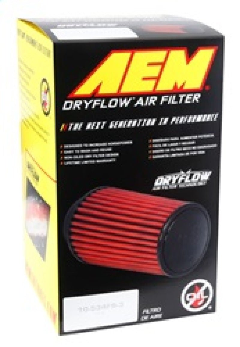 AEM 2.75in Flange ID x 6.25in Base OD x 7in H DryFlow Conical Air Filter - Eastern Shore Retros