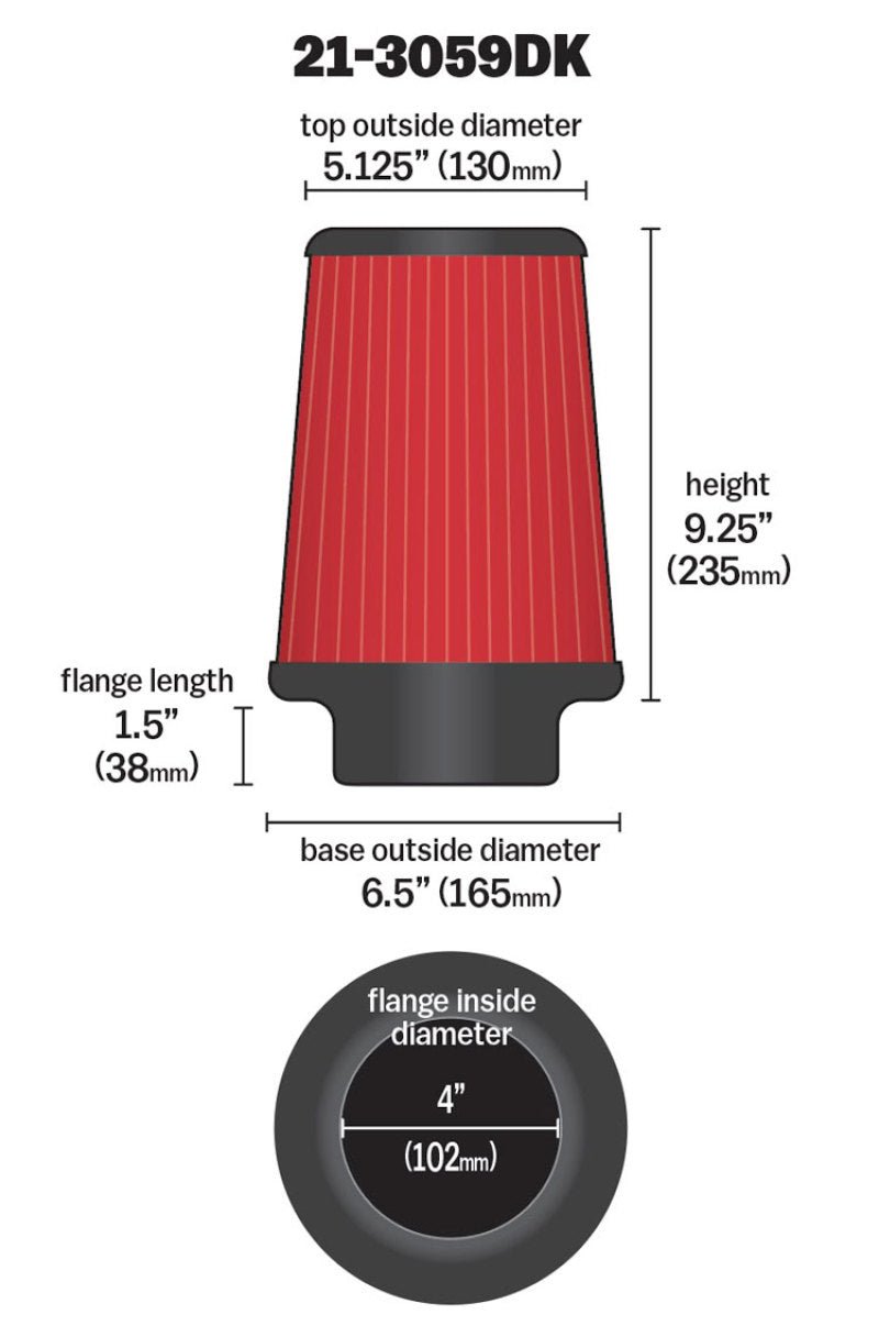 AEM 4 inch x 9 inch x 1 inch Dryflow Element Filter Replacement - Eastern Shore Retros