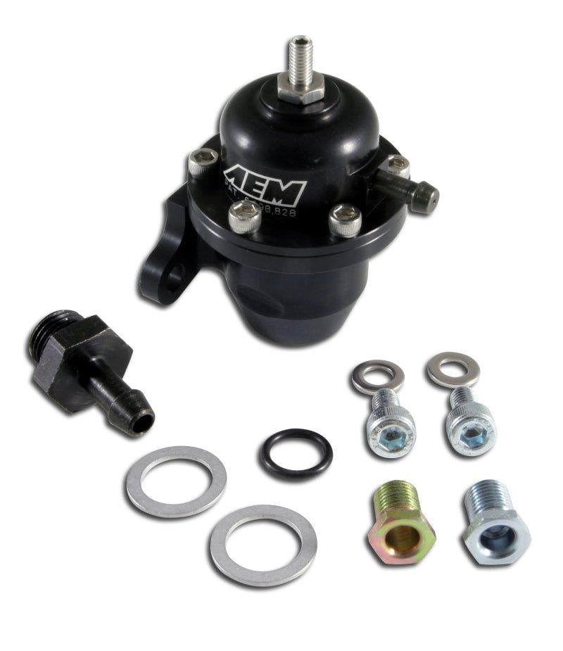 AEM 98-99 Acura CL / 00-05 S2000 / 98-02 Accord / 96-00 Civic Black Adjustable Fuel Pressure Regulat - Eastern Shore Retros