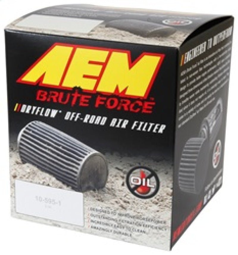 AEM Brute Force Dryflow Air Filter - Conical 6in Base OD / 5.125in Top OD / 5.25in Height - Eastern Shore Retros