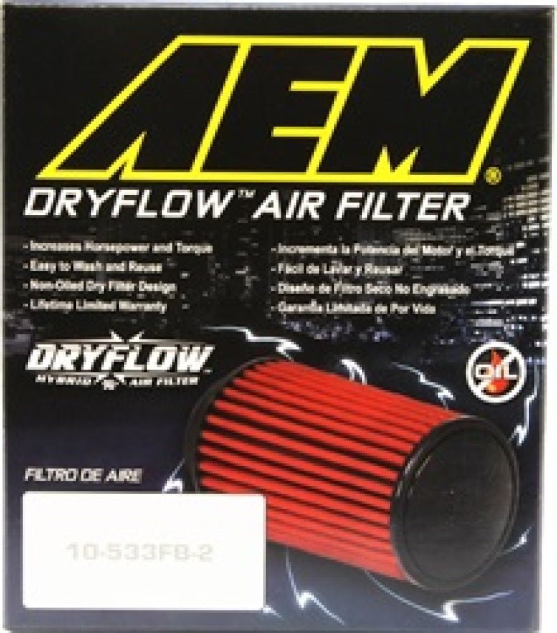 AEM DryFlow Air Filter AIR FILTER KIT 2.75in X 5in DRYFLOW- W/HOLE - Eastern Shore Retros