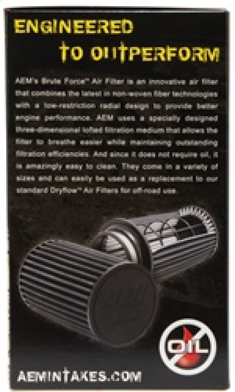 AEM Dryflow Conical Air Filter 2.75in Flange ID / 6in Base OD / 5.125in Top OD / 9.125in Height - Eastern Shore Retros