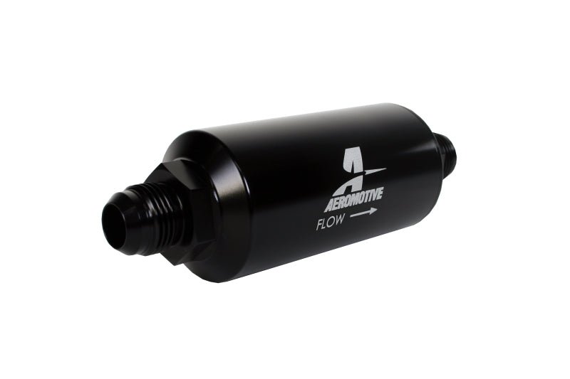 Aeromotive In-Line Filter - (AN -10 Male) 40 Micron Stainless Mesh Element Bright Dip Black Finish - Eastern Shore Retros