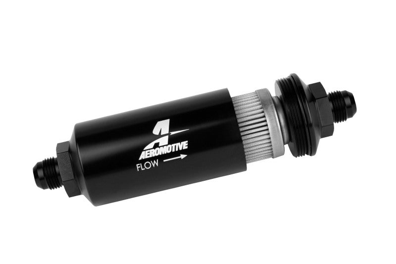 Aeromotive In-Line Filter - (AN -8 Male) 40 Micron Stainless Mesh Element Bright Dip Black Finish - Eastern Shore Retros