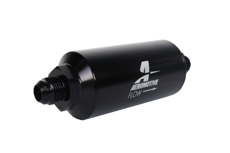 Aeromotive In-Line Filter - (AN -8 Male) 40 Micron Stainless Mesh Element Bright Dip Black Finish - Eastern Shore Retros