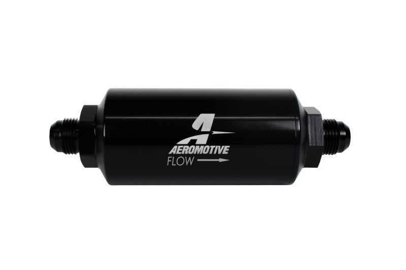 Aeromotive In-Line Filter - (AN -8 Male) 40 Micron Stainless Mesh Element Bright Dip Black Finish - Eastern Shore Retros