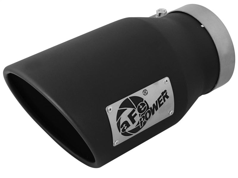 aFe MACHForce XP 5in 304 Stainless Steel Exhaust Tip 5 In x 7 Out x 12L in Bolt On Right - Black - Eastern Shore Retros