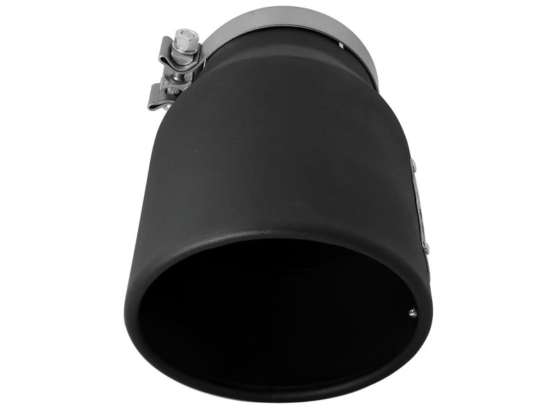 aFe MACHForce XP 5in 304 Stainless Steel Exhaust Tip 5 In x 7 Out x 12L in Bolt On Right - Black - Eastern Shore Retros