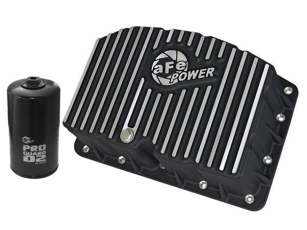 AFE Pro Series Engine Oil Pan Black w/Machined Fins; 11-16 Ford Powerstroke V8-6.7L (td) - Eastern Shore Retros