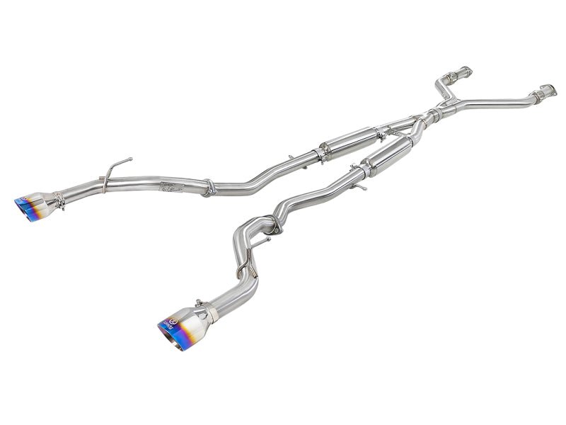 aFe Takeda 2.5in 304 SS Cat-Back Exhaust System w/ Blue Flame Tips 16-18 Infiniti Q50 V6-3.0L (tt) - Eastern Shore Retros