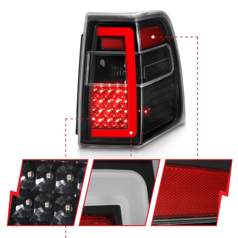 ANZO 07-17 Ford Expedition LED Taillights w/ Light Bar Black Housing Clear Lens - Eastern Shore Retros