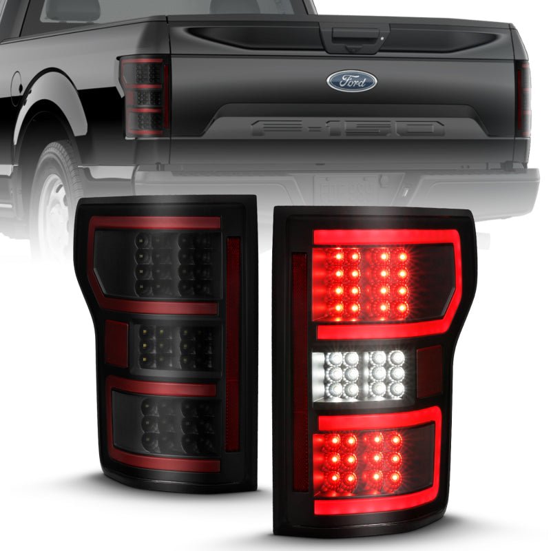 ANZO 18-19 Ford F-150 LED Taillight Black Housing Clear Lens Red Light Bar W/Sequential - Eastern Shore Retros