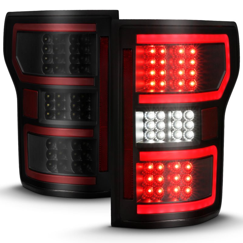 ANZO 18-19 Ford F-150 LED Taillight Black Housing Clear Lens Red Light Bar W/Sequential - Eastern Shore Retros