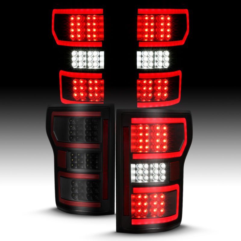 ANZO 18-19 Ford F-150 LED Taillight Black Housing Clear Lens Red Light Bar W/Sequential - Eastern Shore Retros