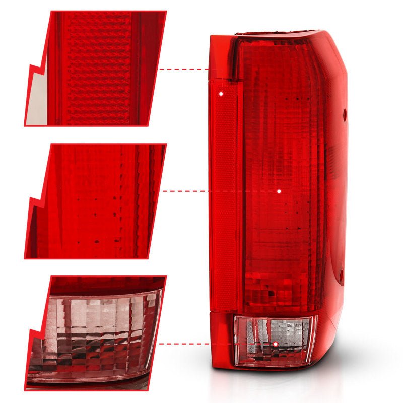 ANZO 1992-1996 Ford Bronco Taillight Red/Clear Lens (OE Replacement) - Eastern Shore Retros