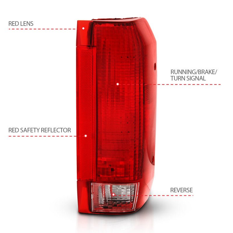 ANZO 1992-1996 Ford Bronco Taillight Red/Clear Lens (OE Replacement) - Eastern Shore Retros