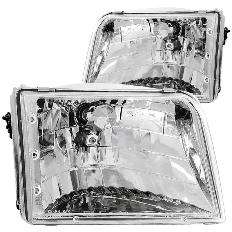 ANZO 1993-1997 Ford Ranger Crystal Headlights Chrome - Eastern Shore Retros