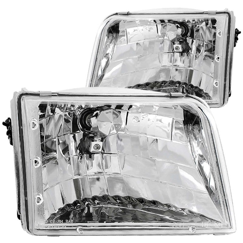 ANZO 1993-1997 Ford Ranger Crystal Headlights Chrome - Eastern Shore Retros