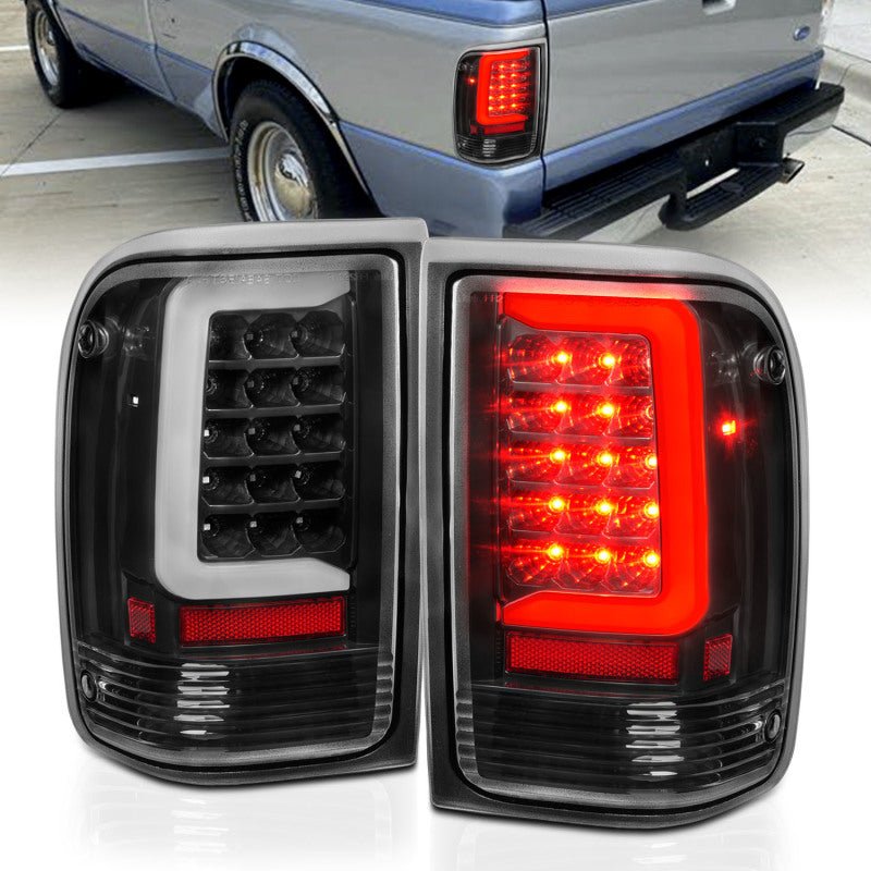 ANZO 1993-1997 Ford Ranger LED Tail Lights w/ Light Bar Black Housing Clear Lens - Eastern Shore Retros