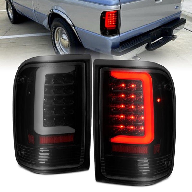 ANZO 1993-1997 Ford Ranger LED Tail Lights w/ Light Bar Black Housing Clear Lens - Eastern Shore Retros