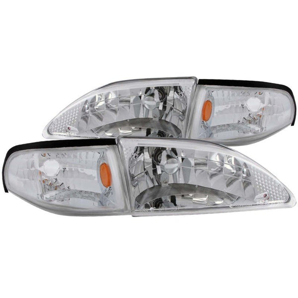 ANZO 1994-1998 Ford Mustang Crystal Headlights Chrome - Eastern Shore Retros