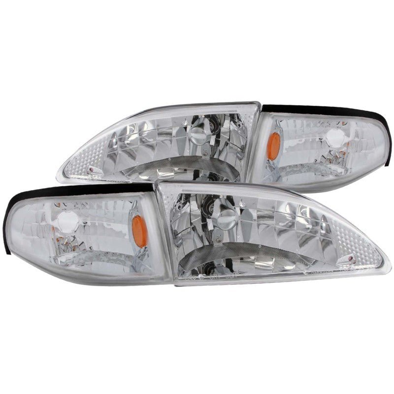 ANZO 1994-1998 Ford Mustang Crystal Headlights Chrome - Eastern Shore Retros