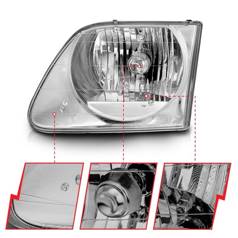 ANZO 1997-2003 Ford F-150 Crystal Headlights Chrome - Eastern Shore Retros