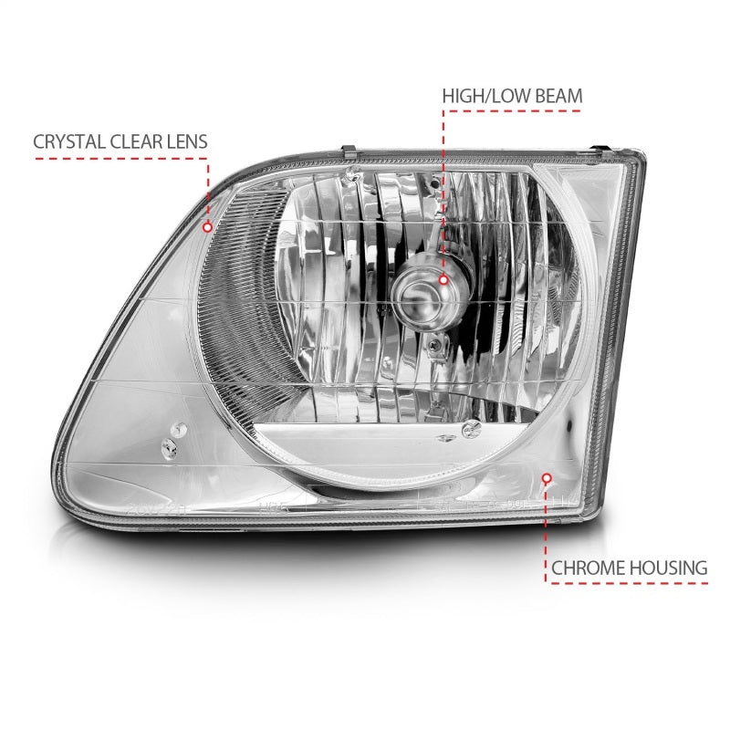 ANZO 1997-2003 Ford F-150 Crystal Headlights Chrome - Eastern Shore Retros