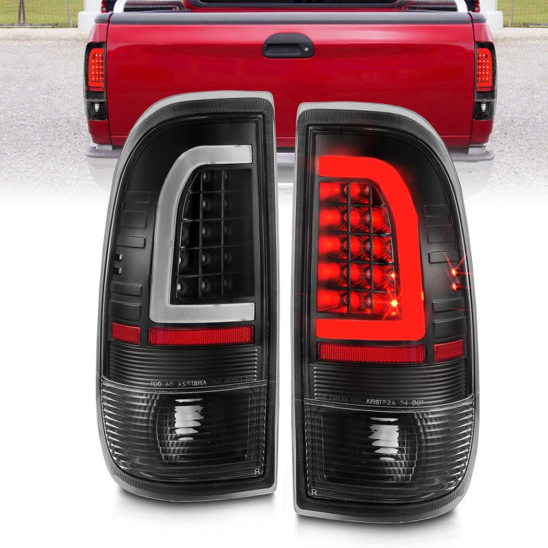 ANZO 1997-2003 Ford F-150 LED Tail Lights w/ Light Bar Black Housing Clear Lens - Eastern Shore Retros