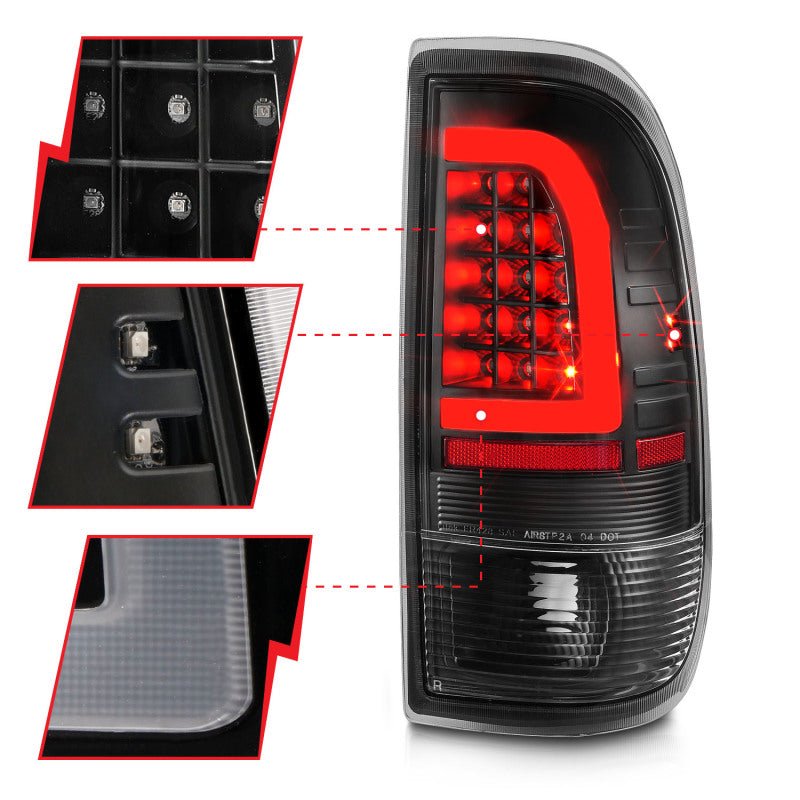 ANZO 1997-2003 Ford F-150 LED Tail Lights w/ Light Bar Black Housing Clear Lens - Eastern Shore Retros