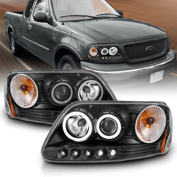 ANZO 1997-2003 Ford F-150 Projector Headlights w/ Halo Black (CCFL) - Eastern Shore Retros