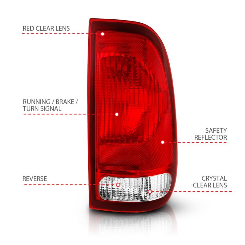 ANZO 1997-2003 Ford F-150 Taillight Red/Clear Lens (OE Replacement) - Eastern Shore Retros