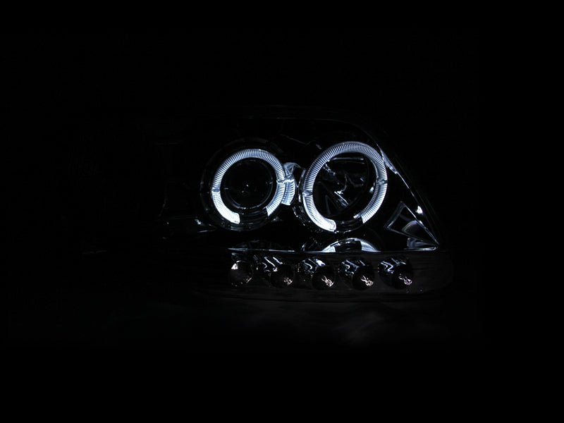 ANZO 1997.5-2003 Ford F-150 Projector Headlights w/ Halo and LED Chrome 1pc - Eastern Shore Retros