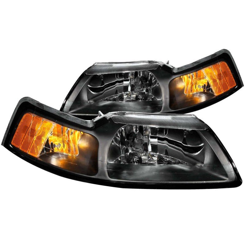 ANZO 1999-2004 Ford Mustang Crystal Headlights Black - Eastern Shore Retros