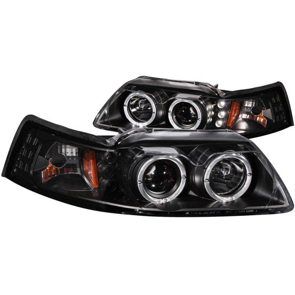 ANZO 1999-2004 Ford Mustang Projector Headlights Black G2 (Dual Projector) - Eastern Shore Retros