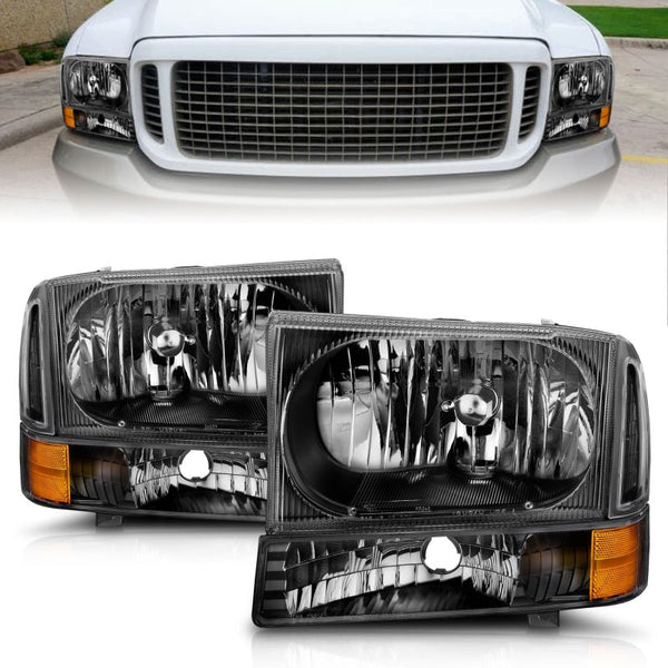 ANZO 2000-2004 Ford Excursion Crystal Headlights Black - Eastern Shore Retros