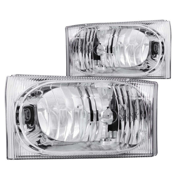 ANZO 2000-2004 Ford Excursion Crystal Headlights Chrome 2pc - Eastern Shore Retros