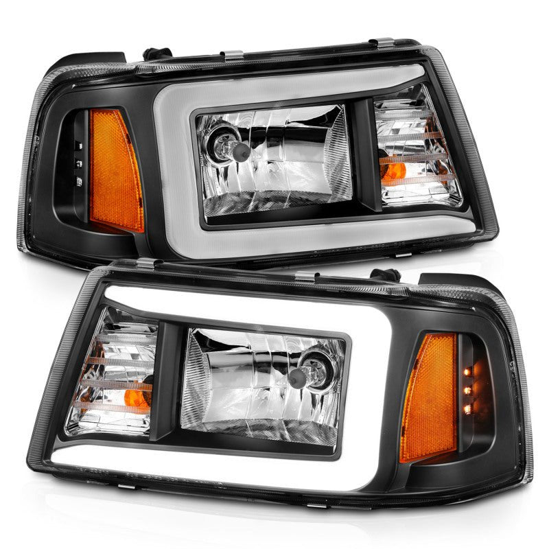 ANZO 2001-2011 Ford Ranger Crystal Headlights w/ Light Bar Black Housing - Eastern Shore Retros