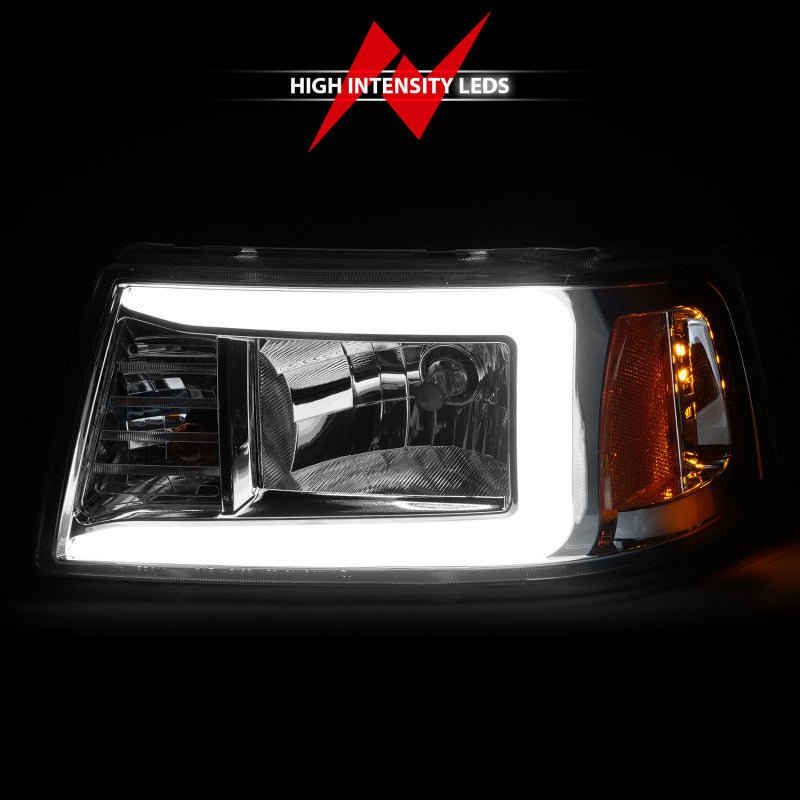 ANZO 2001-2011 Ford Ranger Crystal Headlights w/ Light Bar Chrome Housing - Eastern Shore Retros