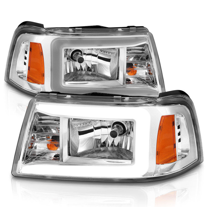 ANZO 2001-2011 Ford Ranger Crystal Headlights w/ Light Bar Chrome Housing - Eastern Shore Retros