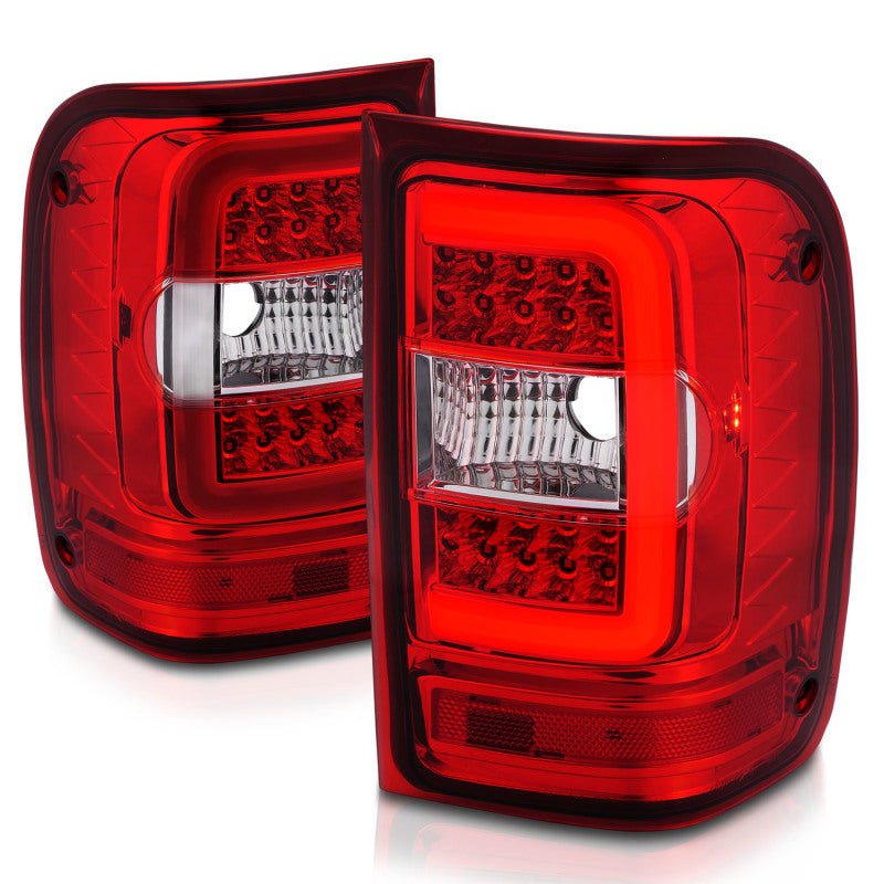 ANZO 2001-2011 Ford Ranger LED Tail Lights w/ Light Bar Chrome Housing Red/Clear Lens - Eastern Shore Retros