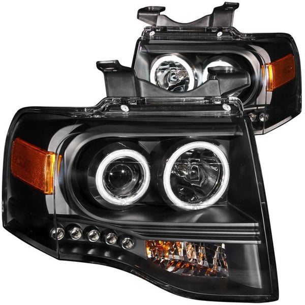 ANZO 2007-2014 Ford Expedition Projector Headlights w/ Halo Black - Eastern Shore Retros