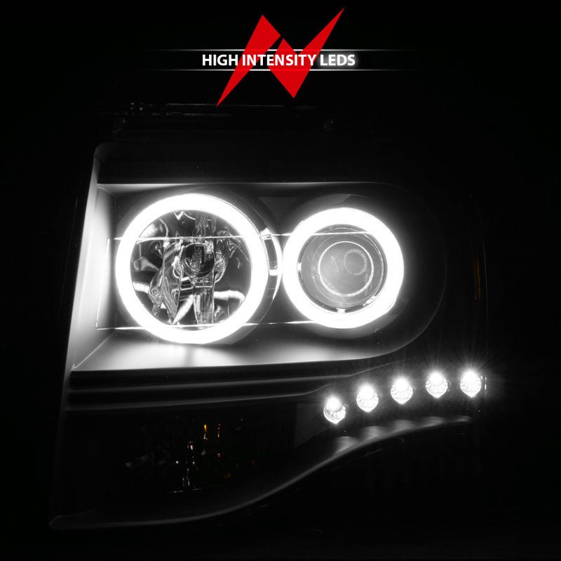 ANZO 2007-2014 Ford Expedition Projector Headlights w/ Halo Black - Eastern Shore Retros