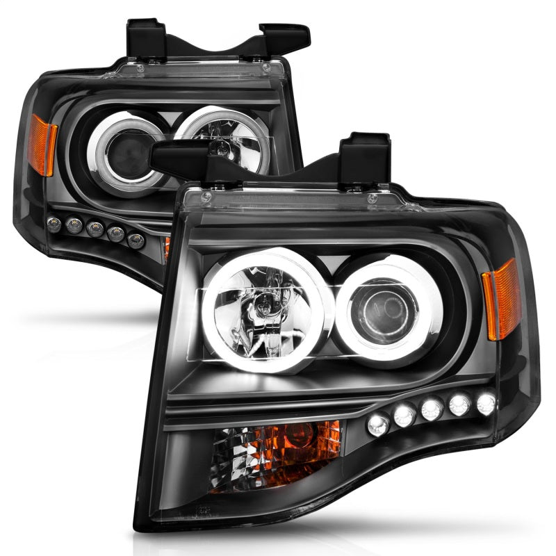 ANZO 2007-2014 Ford Expedition Projector Headlights w/ Halo Black - Eastern Shore Retros