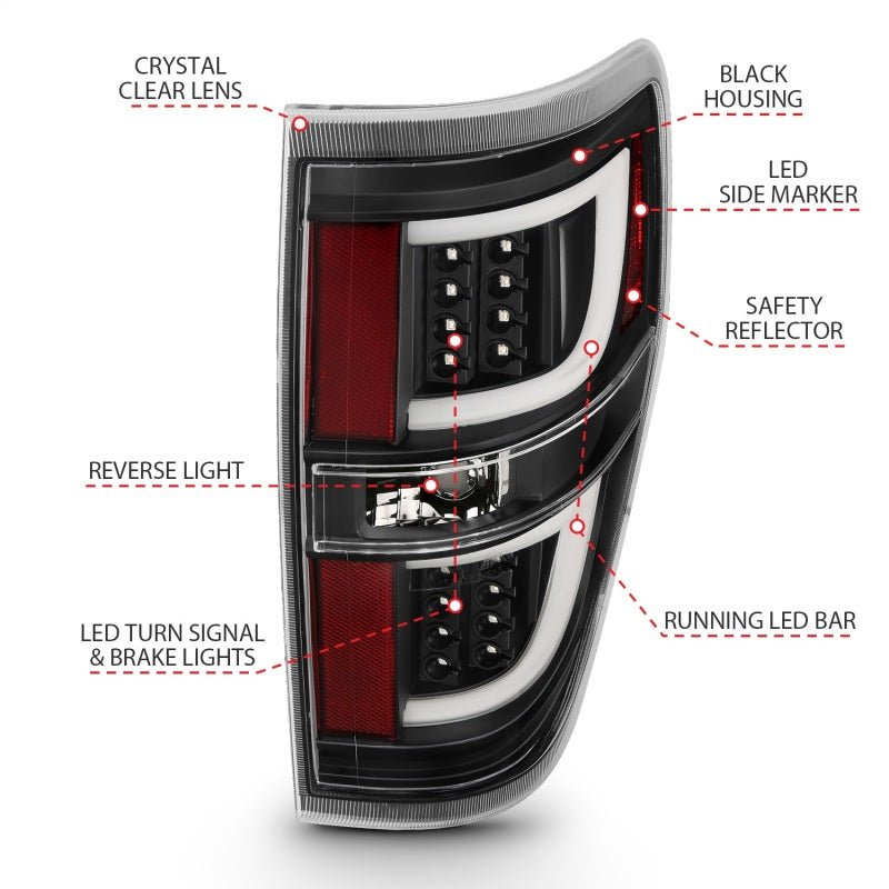 ANZO 2009-2013 Ford F-150 LED Taillights Black - Eastern Shore Retros